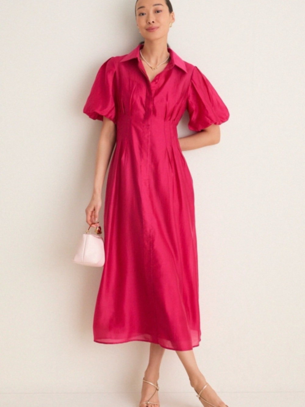 Tuckernuck Vibrant Fuchsia Short-Sleeve Midi Dress